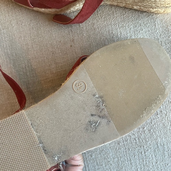 Rustic Red Heeled Espadrille Wedges - Picture 3 of 3